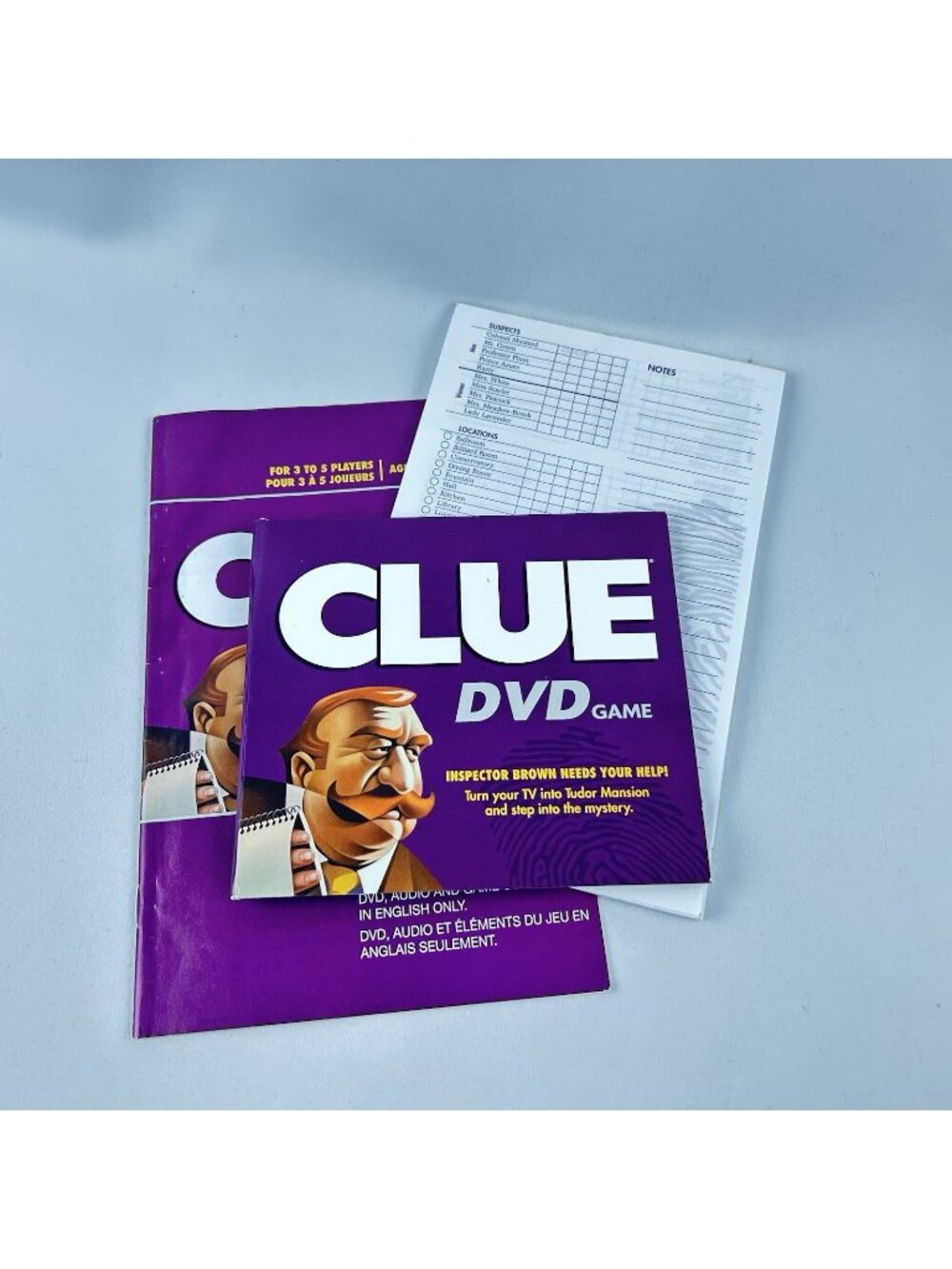 Parker Brothers DVD Clue Replacement DVD Game Disc & Detective Note Pad